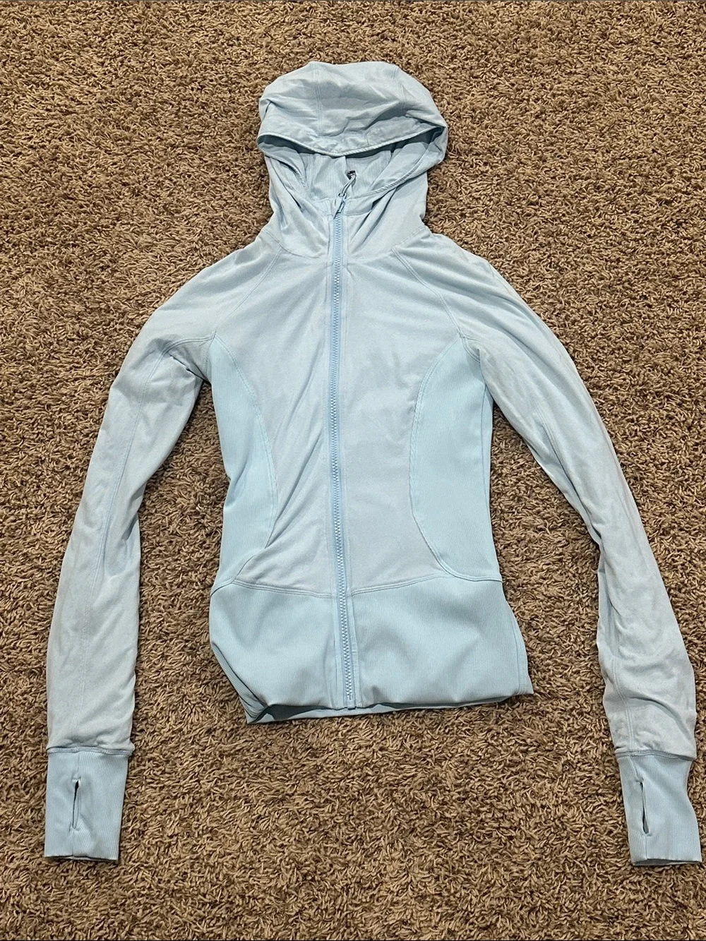 Light Blue Women's Hooded Zip Jacket